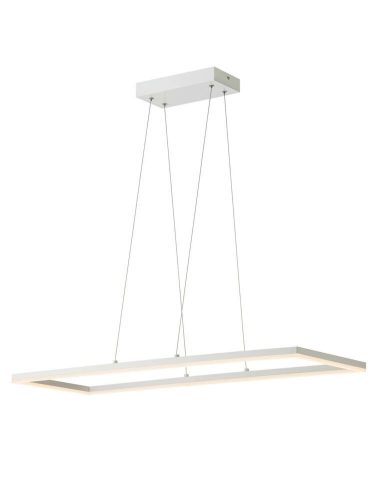 KLEE modern LED függőlámpa matt fehér szatén ernyővel/búrával,48W melegfényű 3000K