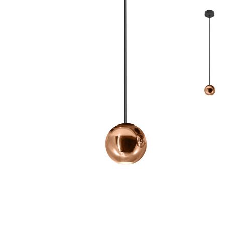 GLOBULO LED függőlámpa, matt fekete, rose-gold, 5cm