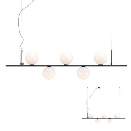 BOLA Modern csillár fekete/opál, 115cm