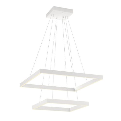 FEBE modern LED csillár, matt fehér,  szögletes, 75W, 4875lm