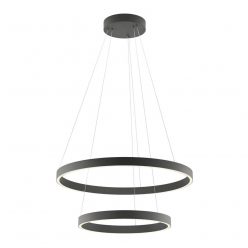 FEBE modern LED függőlámpa, fekete, 60+40 cm átmérő