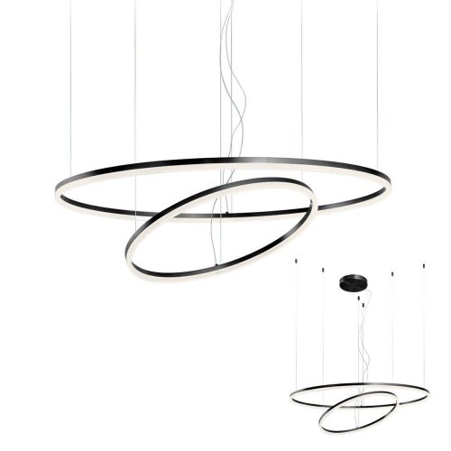 Minimál LED csillár, fekete, ORBIT,  ?100-?60cm, DALI