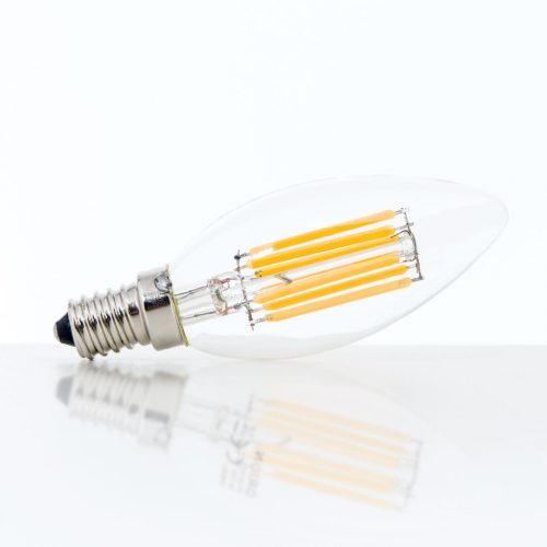 FILAMENT LED gyertya fényforrás, átlátszó 6W/720Lm